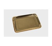 TrAdE Shop Traesio Lot de 5 Assiettes à gâteau 25 x 35 cm, 1,4 cm, Or rectangulaire, Assiette à gâteaux en Carton doré