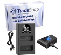 Trade-Shop USB-C Double Batterie Chargeur Rapide pour 2 Batteries avec LCD Compatible avec Panasonic DMW-BLE9, DMW-BLG10, Compatible avec Leica BP-DC15