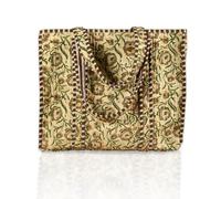Trade Star 100% Soft Cotton Hand Block Print Quilted Tote Bag Highly Durable Boho Shopper Vintage Shoulder Bag for Women Designer Ligthweight Purse Premium Quality Carrier Designer Carry Bag