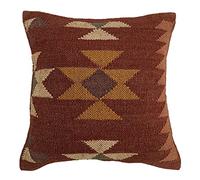 Trade Star Housse de coussin Kilim 45 x 45 cm faite à la main tapis Kelim housse de coussin en jute indienne taie d'oreiller vintage coussin carré ethnique taie d'oreiller bohème pour le salon