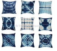 Trade Star Lot de 5 housses de coussin indiennes Shibori tie-dye indigo 100 % coton carré avec fermeture éclair pour canapé belle taie d'oreiller 40 x 40 cm pour décoration d'intérieur