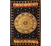 Trade Star Tapisserie Lune Soleil, Zodiac Tapestry, Tenture Murale Indienne, Couvre lit Ethnique, Tapisserie Astrologique, Art Mural céleste