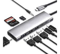 Tradebit - Hub USB-C I Adaptateur I HDMI 4K UHD I Micro SD I 3X USB 3.0 I Power Delivery I Boîtier en Aluminium I Plug & Play I Compatible avec Ordinateur Portable et PC