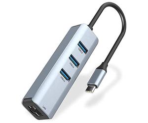 Tradebit - Hub USB-C I Adapter I LAN Ethernet RJ45 Gigabit I 1000 Mbps/1 Gbps I Aluminium de haute qualité I Plug & Play I Compatible avec ordinateur portable et PC