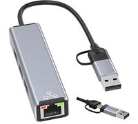 Tradebit Hub USB C LAN USB 3.0 100 Mbit/s RJ45 carte réseau
