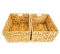 Trademark Innovations Lot de 2 grands paniers pliables rectangulaires en osier tressé pour le rangement