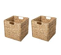 Trademark Innovations Lot de 2 paniers de rangement pliables en jacinthe avec cadre en fil de fer Naturel