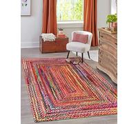 Trademoon Tapis bohème chic en jute naturelle tressé à la main - Décoration rustique pour salon, salle à manger et chambre à coucher - 2,1 x 2,7 m