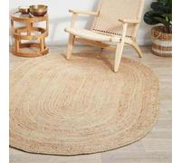 Trademoon Tapis ovale en jute naturelle de 0,9 x 1,5 m - Tapis bohème chic en jute naturelle tressé à la main - Décoration rustique pour salon, salle à manger et chambre à coucher