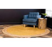 Trademoon Tapis rond en jute de 2,1 m, fait à la main, réversible, style bohème rustique, durable et respectueux des animaux domestiques, pour salon, salle à manger et chambre à coucher