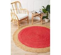 Trademoon Tapis rond en jute fait à la main, style bohème rustique, durable et respectueux des animaux domestiques, pour salon, salle à manger et chambre à coucher