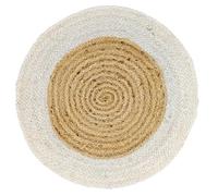 Trademoon Tapis rond en jute naturelle tressée à la main - Réversible et durable - Tapis bohème et rustique pour salon, salle à manger et chambre à coucher - Blanc - 2,7 m