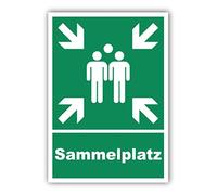 Tradercat Autocollant de panneau de point de rassemblement en vinyle Autocollant de point de rassemblement avec protection UV Panneau d'information Panneau d'avertissement pour issue de secours (auto