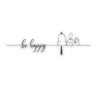 tradercat Autocollant de voiture Snoopy Be Happy - 1 motif composé de 2 éléments à assembler - 40 cm x 10 cm - pour surfaces lisses - fenêtre, rétroviseur, lunette arrière, capot - avec instructions