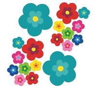 tradercat pril Lot de 18 autocollants pour voiture - Motif fleurs - Style rétro pour toute surface lisse - Idéal pour votre voiture - Fleurs de pril (turquoise)