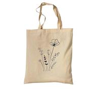 Tradercat Sac en Toile de Jute Imprimé Vintage 100% Coton avec Fleurs One Line Art - Accessoire de Mode Esthétique avec Inscription en Allemand