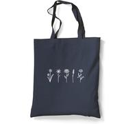 Tradercat Sac en Toile de Jute Imprimé Vintage 100% Coton avec Fleurs One Line Art - Accessoire de Mode Esthétique avec Inscription en Allemand