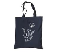 tradercat Sac en toile de jute imprimé vintage 100 % coton, sac en tissu imprimé, fleurs One Line Art, sac en jute esthétique comme accessoire de mode sac en jute avec inscription en allemand, Flower