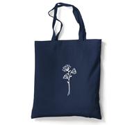 tradercat Sac en toile de jute imprimé vintage 100 % coton, sac en tissu imprimé, fleurs One Line Art, sac en jute esthétique comme accessoire de mode sac en jute avec inscription en allemand, Flower