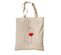 tradercat Sac en toile de jute imprimé vintage 100 % coton, sac en tissu imprimé, silhouette One Line Art Woman, sac en jute esthétique comme accessoire de mode sac en toile de jute, Vin et cigarette,