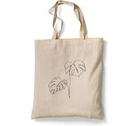 Tradercat Sac en Toile de Jute Imprimé Vintage en Coton avec Fleurs One Line Art - Accessoire de Mode Esthétique avec Inscription en Allemand