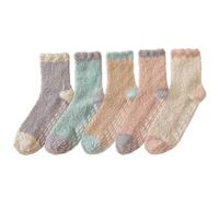 TRADERPLUS 5 Paires Chaussettes Hiver Antidérapantes, Chaussettes de Sommeil Chaudes Chaussettes de Sol pour Hommes et Femmes Moelleuses Antidérapantes à la Maison Cadeau (Femmes)