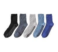 TRADERPLUS 5 Paires Chaussettes Hiver Antidérapantes, Chaussettes de Sommeil Chaudes Chaussettes de Sol pour Hommes et Femmes Moelleuses Antidérapantes à la Maison Cadeau (Hommes)
