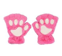 TRADERPLUS Femme Mitaines d'Hiver Griffe de Chat Gants Peluche Moufle Demi Moufle en motif de Cartoon d'ours Gants Thermique Mignon (Rose)