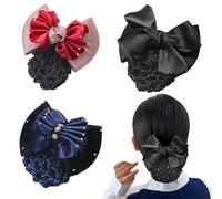 TRADERPLUS Filet à Chignon Barrettes à Cheveux Pince à Cheveux avec Noeud Accessoires de Cheveux pour Hôtesse Banque Hôtels Restaurant, Lot de 3 pinces