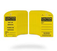 TRADESAFE Fuera de Servicio Lot de 30 étiquettes de service bilingues avec 30 attaches de câble, vinyle durable de 32 mm, étiquettes d'avertissement pour réparation ou service d'équipement, prévention des accidents