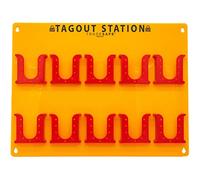 TRADESAFE Station d'étiquettes de verrouillage, 10 supports résistants aux chocs, plaque de verrouillage en acier conçue avec précision, organiseur mural pour étiquettes, étiquettes de danger non incluses