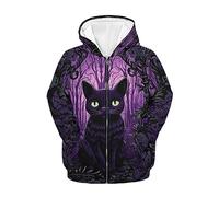 TradesForU Jolis sweats à capuche zippés pour adolescentes, vêtements d'automne graphiques, sweatshirts à capuche à fermeture éclair Axolotl en fleur de cerisier pour adolescentes, Chat d'Halloween.,