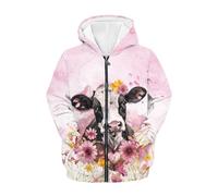 TradesForU Sweat à capuche pour adolescents, garçons ou filles, col rond, fermeture éclair, Axolotl, Vache au lait., M