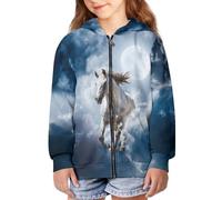 TradesForU Sweat à capuche tendance pour filles - Veste à fermeture éclair avec poches - Motif tournesol - Pour adolescentes, 0White Horse, M