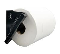 Tradetidy Distributeur d'essuie-tout en acier noir - Support mural robuste pour camionnettes, garages et ateliers - Convient aux rouleaux d'essuie-tout jusqu'à 200 mm de large - Fabriqué au