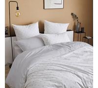 Tradilinge - Housse de Couette en Percale au Style géométrique Percale de Coton Gris Clair 200x200 cm