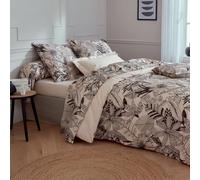 Tradilinge - Housse de Couette en Percale aux Impressions Noires Percale de Coton Beige 280x240 cm