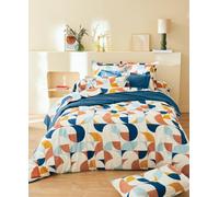 Tradilinge ~ Housse de Couette Modulo Cobalt en Percale 260x240