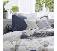 Tradilinge - Taie de traversin imprimée géométrie Ronde Percale de Coton Blanc Bleu 200 x 86