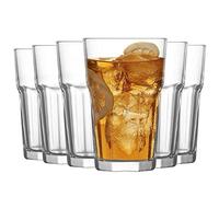 Tradineur Aras Lot de 6 verres hauts classiques à base épaisse et résistant, passe au lave-vaisselle, boissons gazeuses, eau, boissons, 300 ml