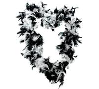 Tradineur Boa Plumes Noir et Blanc En Polyester Complément Carnaval Halloween Fête Célébration Longueur 180cm, Blanc - noir, taille unique