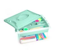 Tradineur - Boîte de rangement avec plateau intérieur et poignée - N° 9 - 12 litres - En plastique - Fermeture hermétique et sûre - 18 x 34 x 27 cm - Couleur pastel aléatoire