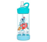 Tradineur Bouteille d'eau réutilisable pour enfants, capacité de 350 ml, sans BPA, système anti-goutte, idéale pour l'école, les excursions et autres activités, Ø 7 x 20 cm, couleur assortie