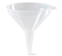 Tradineur Entonnoir en plastique transparent, remplissage de carafes, bouteilles, avec trou de suspension, robuste et durable, fabriqué en Espagne, Ø 16 cm