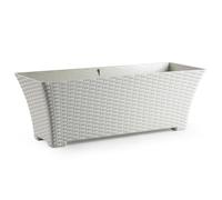 Tradineur Jardinière rectangulaire en plastique pour plantes, maison, jardin et terrasses 60 cm Blanc ivoire