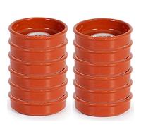Tradineur Lot de 12 casseroles rondes en terre cuite, compatibles vitro et four, idéales pour servir des tapas et des collations, Ø 8 cm