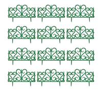 Tradineur Lot de 12 clôtures décoratives en plastique pour jardin, bordure de pelouse, plantes, fleurs, décoration d'extérieur (vert, 60 x 28 cm)