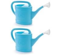 Tradineur Lot de 2 arrosoirs en plastique, capacité 6 litres, ustensiles de jardinage, arrosage, maison, balcon, terrasse, patio, bleu