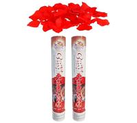 Tradineur Lot de 2 canons à confettis à air comprimé, popper, cracker à confettis, anniversaire, mariage, fête, célébration (Pétals de rose - 30 cm)