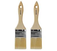 Tradineur Lot de 2 pinceaux à peindre, n°21, pinceau plat, manche en bois et poils en fibre douce, utilisation universelle, émail, vernis, retouche - 45 mm